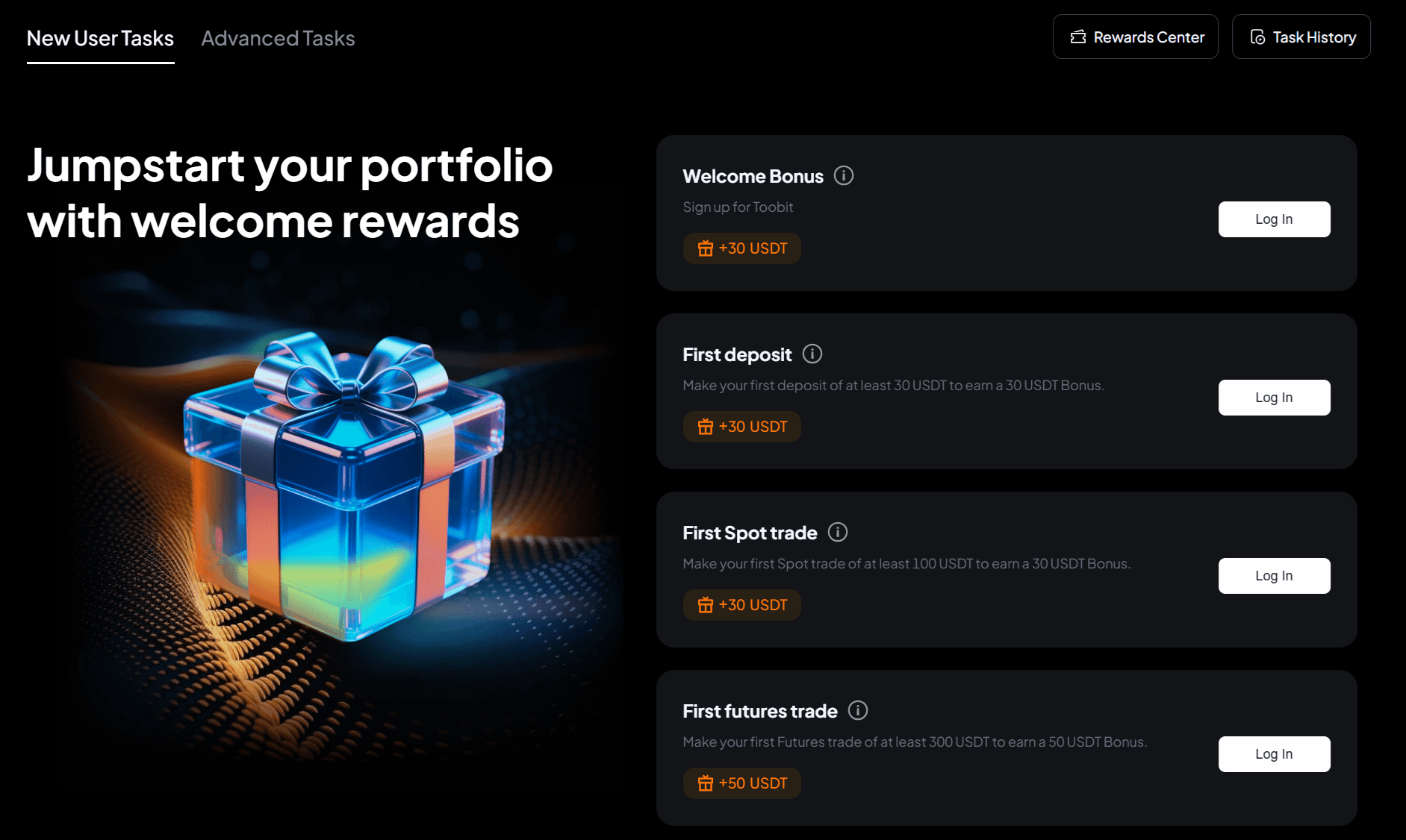 نظرة عامة على مكافأة ترحيب Toobit مع تفصيل 140 USDT